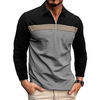 Men's Sporty Long Sleeve Shirt with Zipper Skorter