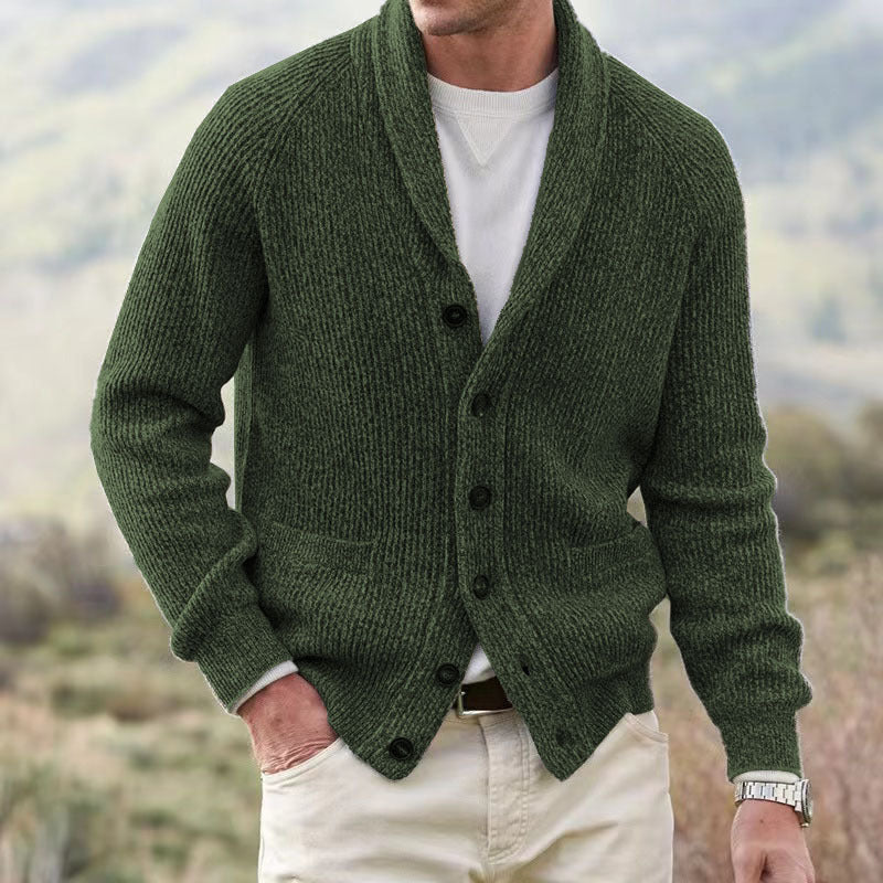 Men's cardigan with trendy chunky knit pattern and practical pockets Skorter