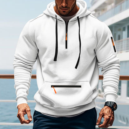 Men's sporty hoodie with practical two-way zipper and side pockets Skorter