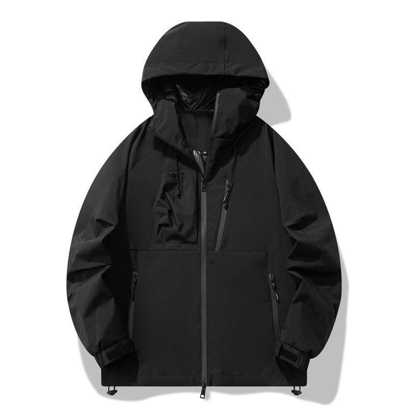 Men's water-repellent outdoor jacket with adjustable hood and functional zip pockets Skorter