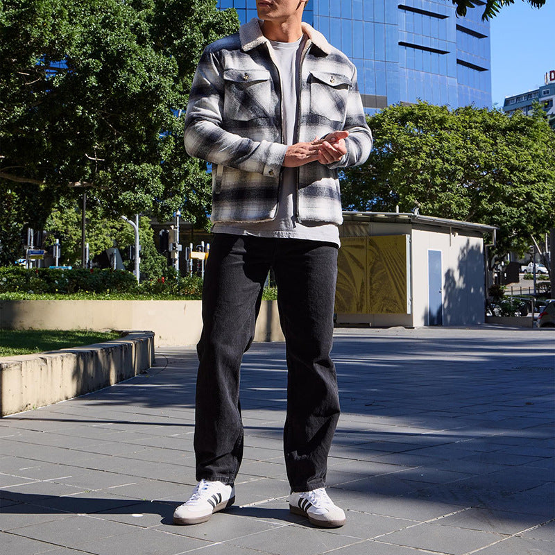Men's stylish flannel jacket with warm fleece lining Skorter