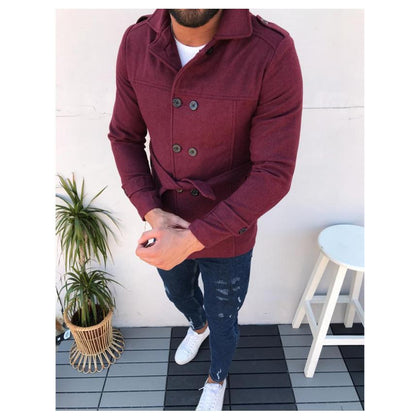 Men's stylish trench coat with double button row and adjustable belt Skorter