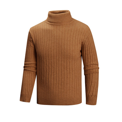 Men's elegant sweater with high collar and fine ribbed structure Skorter
