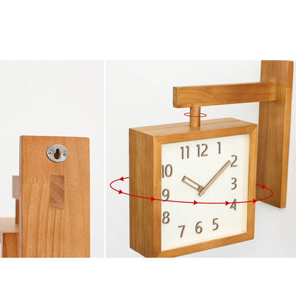 Skorter | Wall-Corner-Two-Sided Wood-Analog-Clock