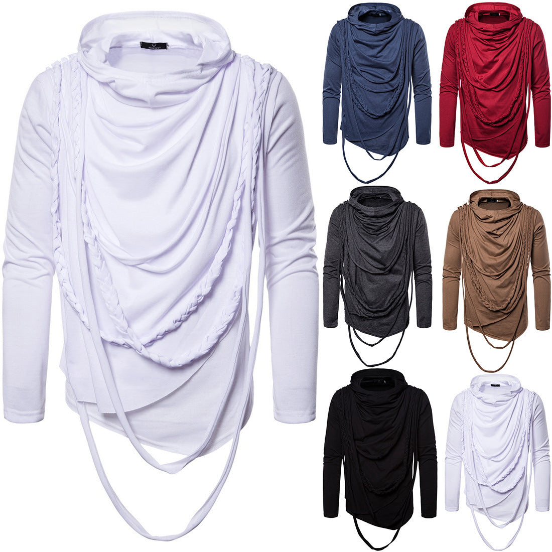 Asymmetrisk hoodie med dekorativa detaljer för män, skorter