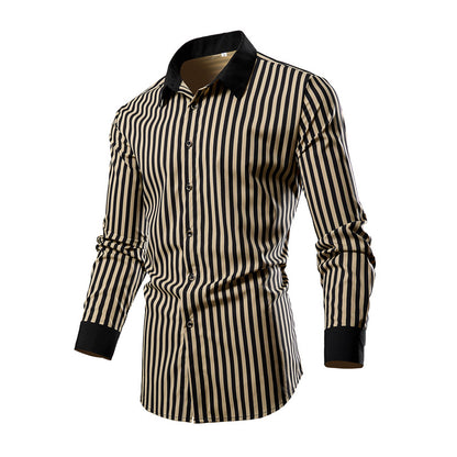 Men's long-sleeve shirt with a stylish striped pattern Skorter