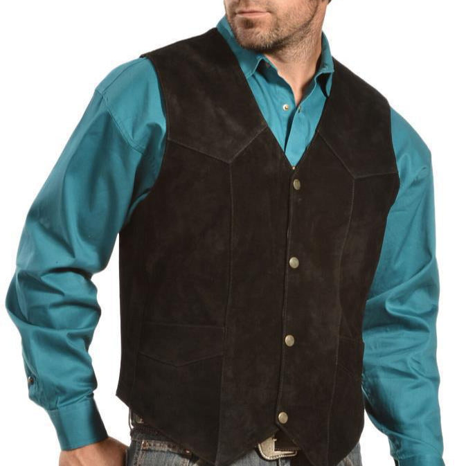 Men's suede vest in rustic look with practical pockets Skorter