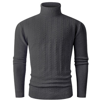 Men's turtleneck sweater with textured pattern and high collar Skorter