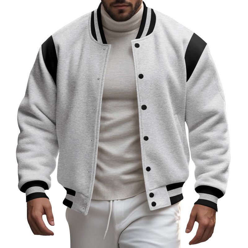 Men's Sporty College Jacket with Modern Design and Contrast Sleeves Skorter