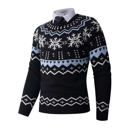 Men's stylish knit sweater with creative snow pattern Skorter