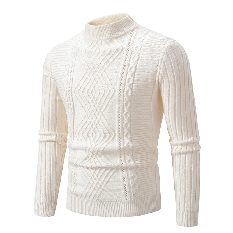 Men's turtleneck sweater made of high-quality cotton with structured cable pattern Skorter