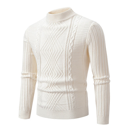 Men's turtleneck sweater made of high-quality cotton with structured cable pattern Skorter