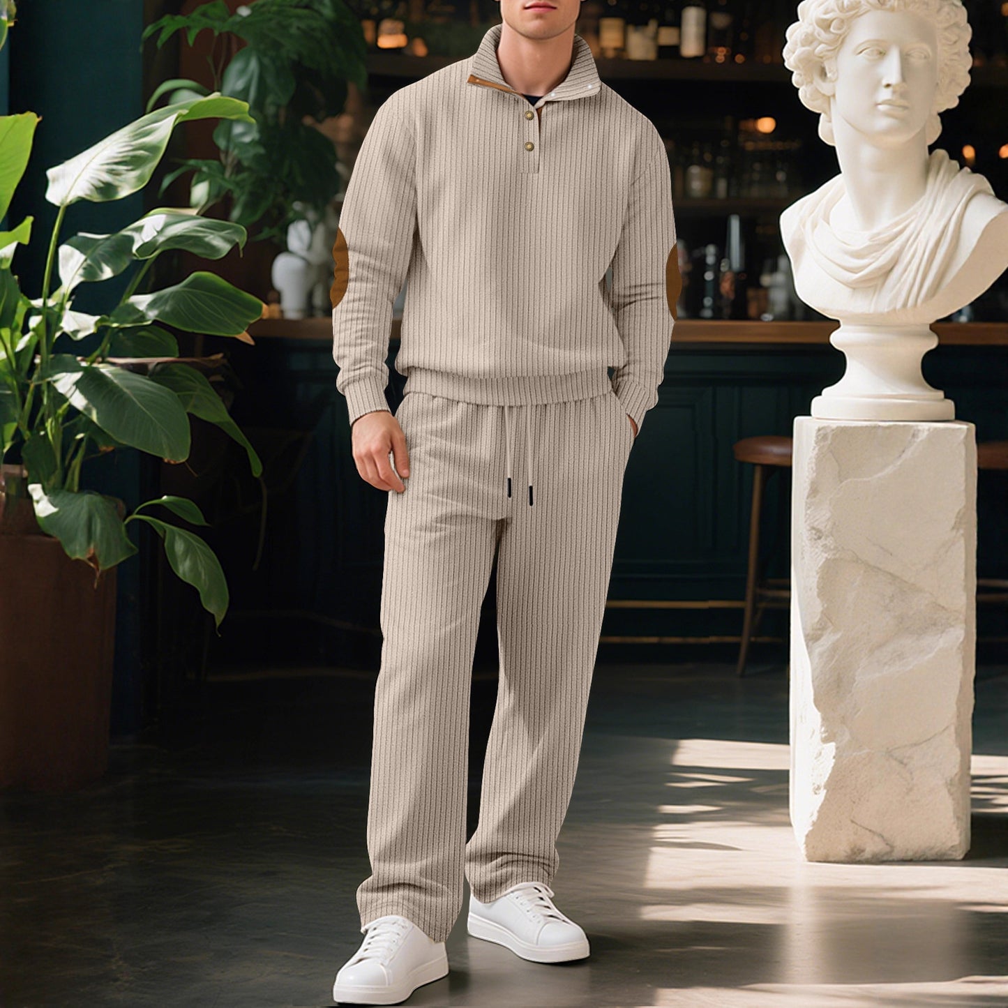 Men's sporty sweatshirt with innovative button placket design and fashionable accents Skorter