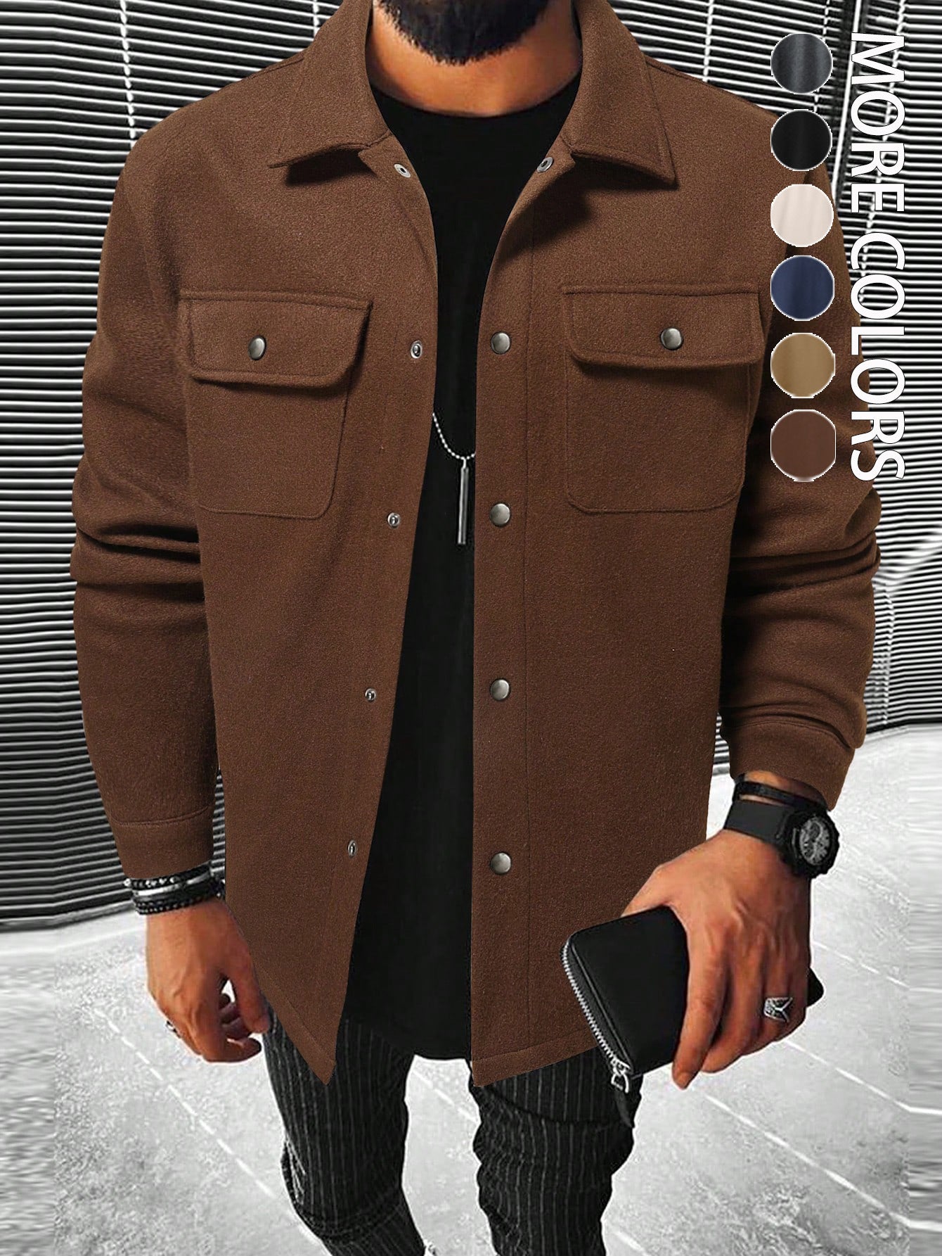 Men's stylish overshirt jacket with practical pockets and modern button design Skorter