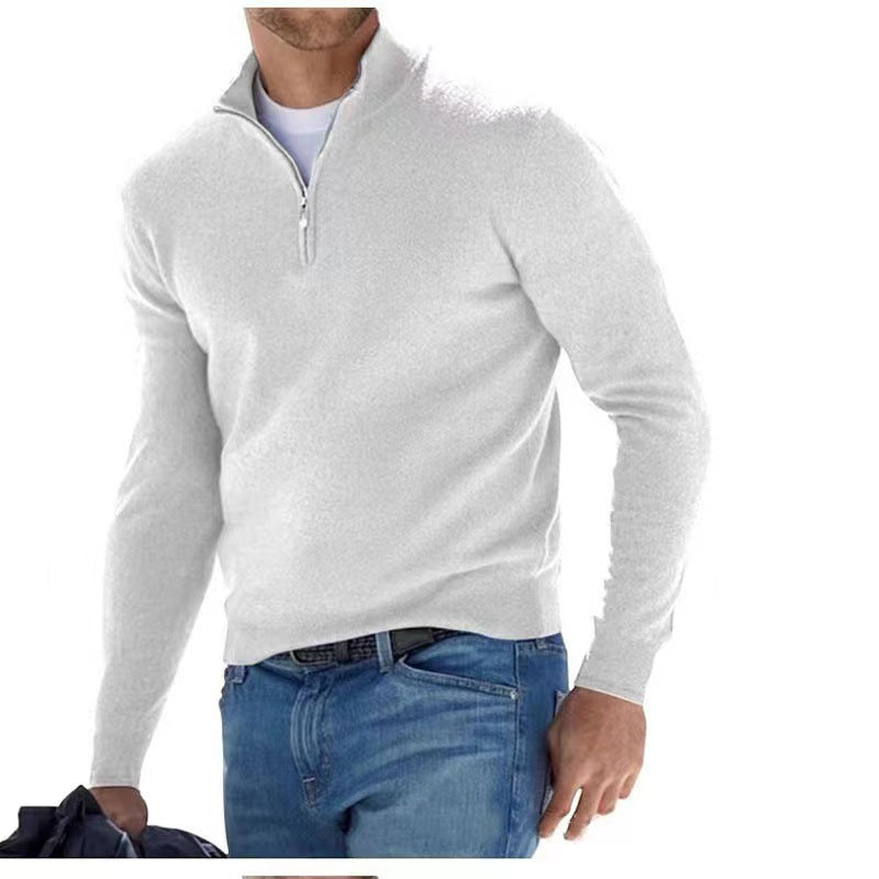 Men's elegant pullover with high collar and fine ribbed design Skorter
