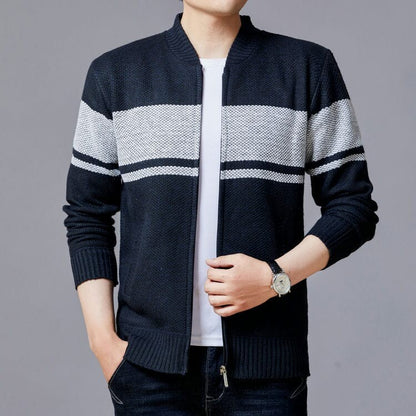 Herrkardigan med modern dragkedja och texturerad design Skorter