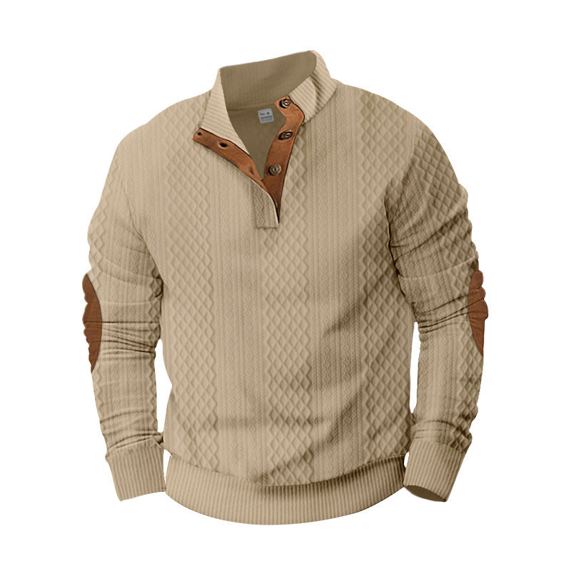 Men's stylish knit sweater with innovative collar and elegant contrast details Skorter