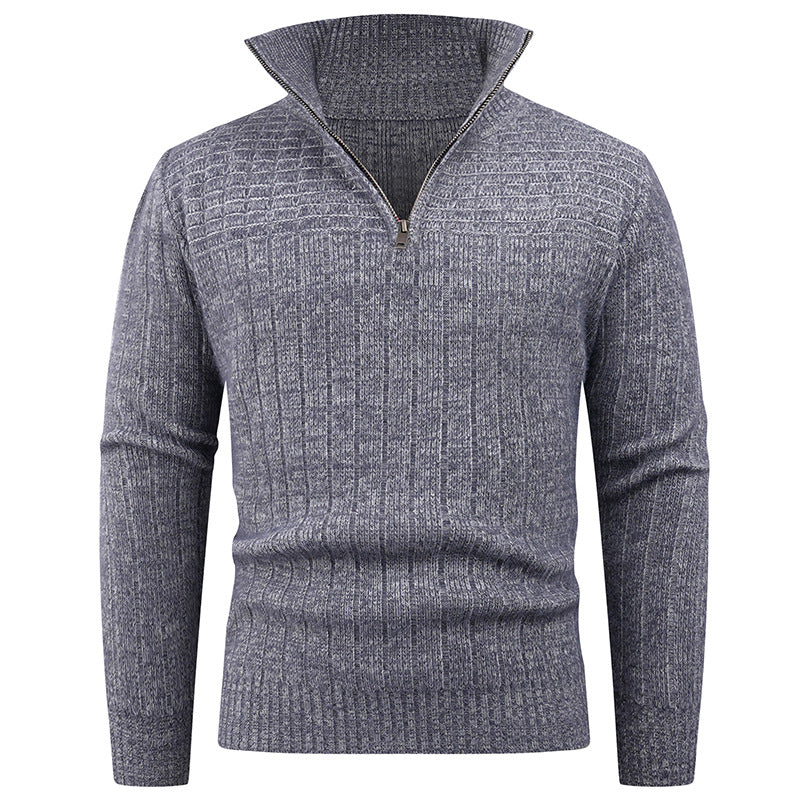 Men's turtleneck sweater with high-quality ribbed structure and modern zipper Skorter