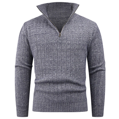 Men's turtleneck sweater with high-quality ribbed structure and modern zipper Skorter