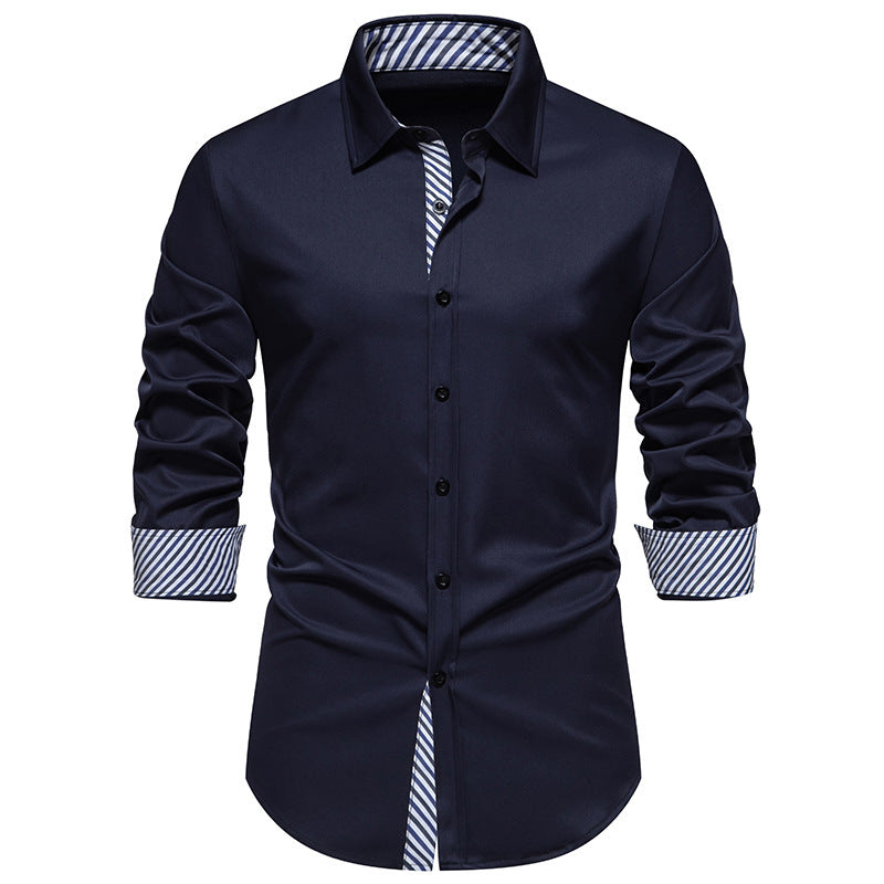 Men's Long Sleeve Shirt with Modern Contrast Design Skorter