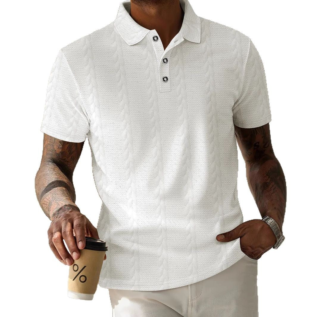 Men's Sporty Polo Shirt with Textured Pattern Skorter