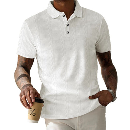 Men's Sporty Polo Shirt with Textured Pattern Skorter