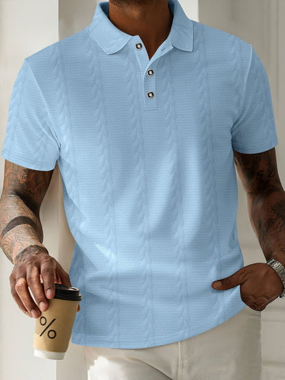 Men's Sporty Polo Shirt with Textured Pattern Skorter
