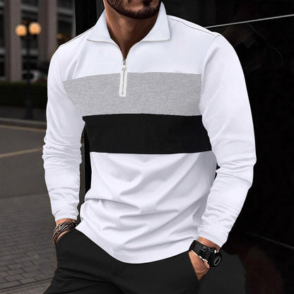 Men's zip sweater with fashionable color cut and comfortable style Skorter