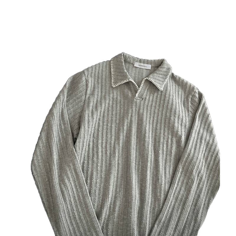 Men's sweater with casual textured design and trendy collar Skorter