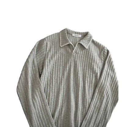 Men's sweater with casual textured design and trendy collar Skorter