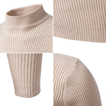 Men's turtleneck sweater made of high-quality stretch wool with ribbed texture Skorter