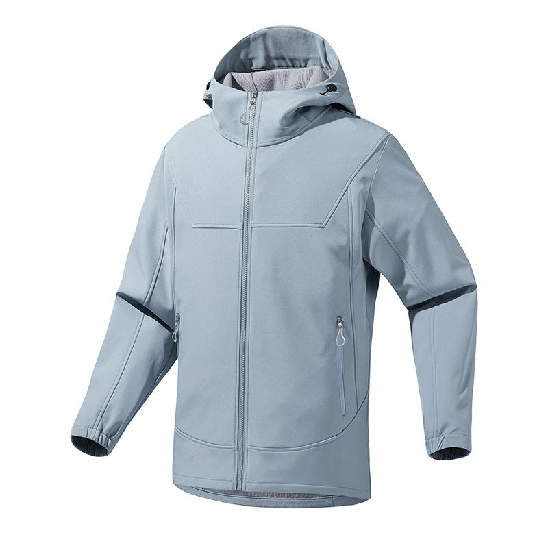 Men's Breathable Softshell Jacket with Adjustable Hood System Skorter