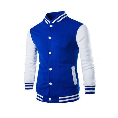 Men's sporty college jacket with contrasting sleeves and snap buttons Skorter