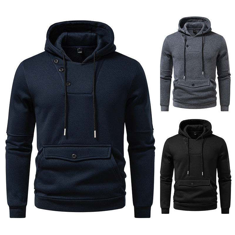 Men's Stylish Hoodies with Button Details Skorter