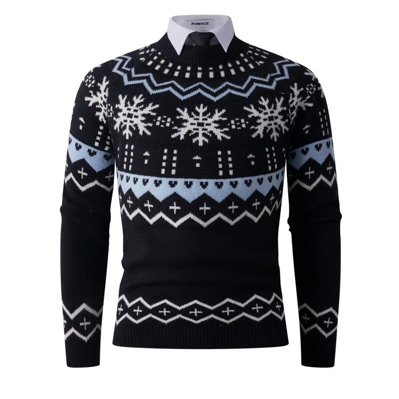 Men's stylish knit sweater with creative snow pattern Skorter