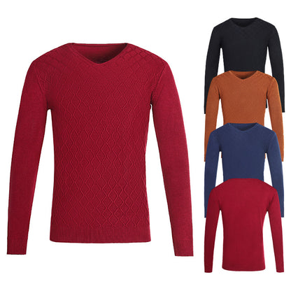 Men's V-neck sweater with textured pattern Skorter