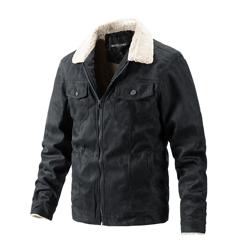 Men's transitional jacket with faux fur collar and practical chest pockets Skorter
