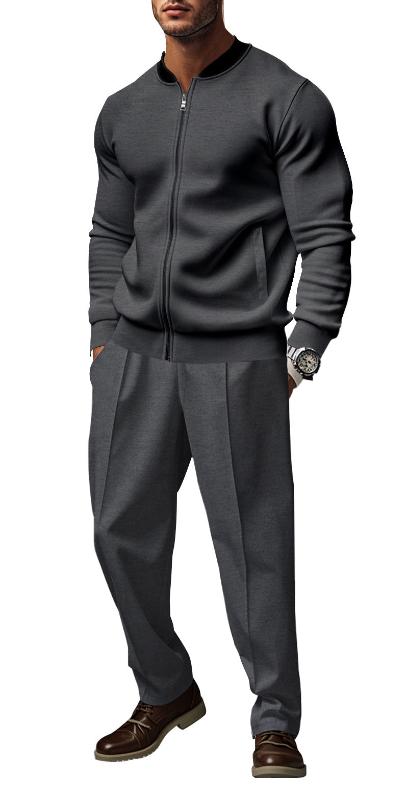 Men's sporty tracksuit with practical pockets and short zipper Skorter