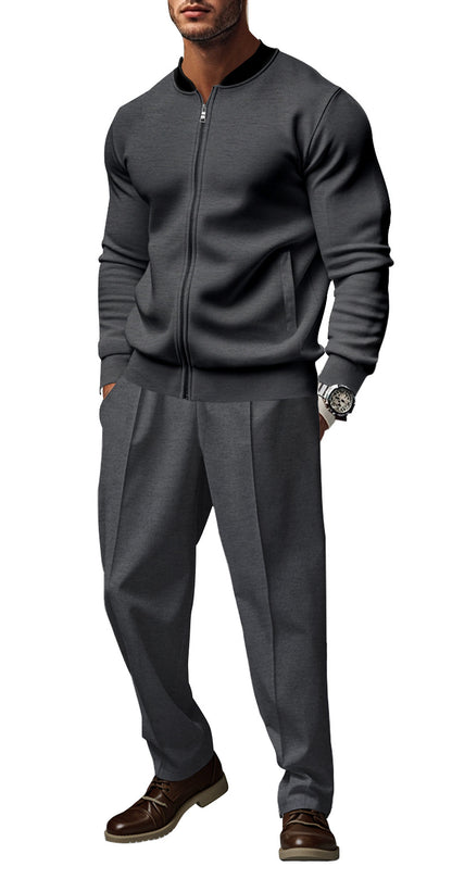Men's sporty tracksuit with practical pockets and short zipper Skorter