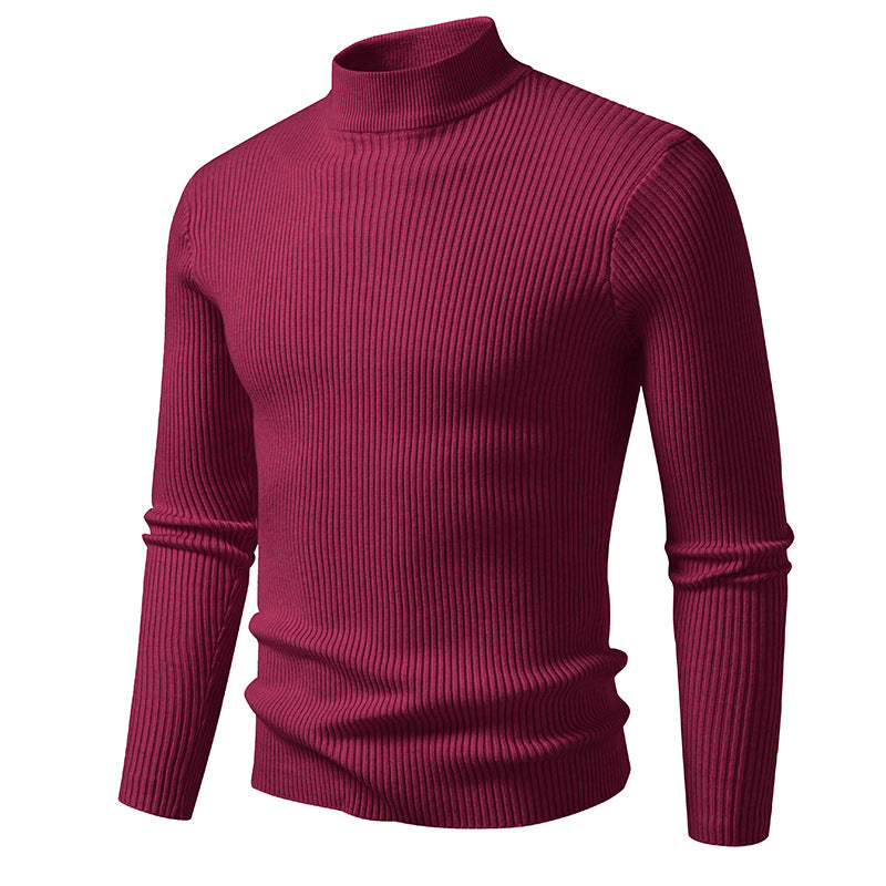 Men's turtleneck sweater made of high-quality stretch wool with ribbed texture Skorter