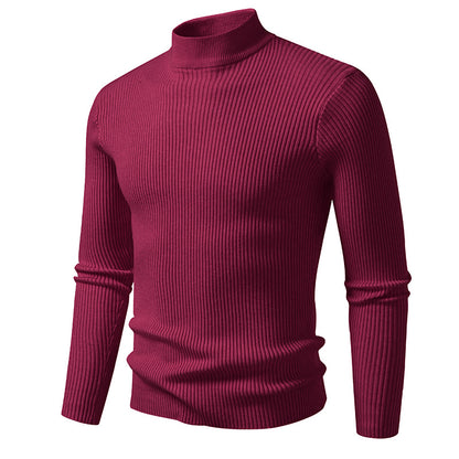 Men's turtleneck sweater made of high-quality stretch wool with ribbed texture Skorter
