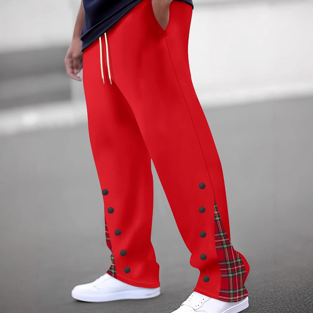 Men's Sporty Jogging Pants with Contrasting Snap Buttons and Breathable Fabric Skorter