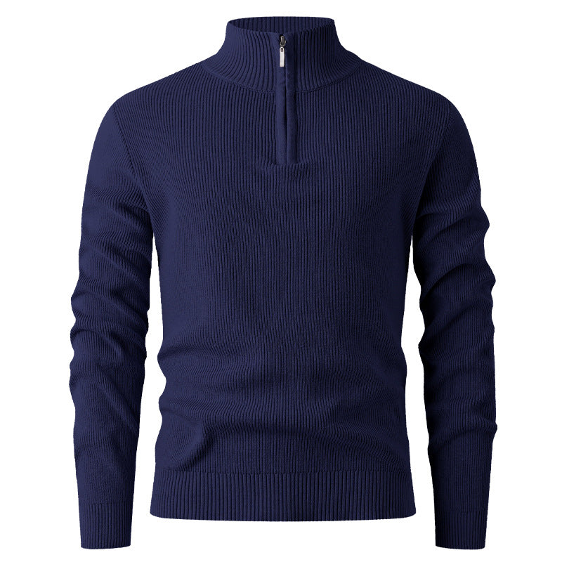 Men's sweater with stand-up collar and additional zipper Skorter
