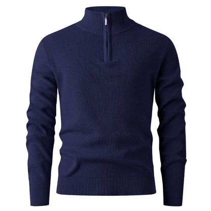 Men's sweater with stand-up collar and additional zipper Skorter