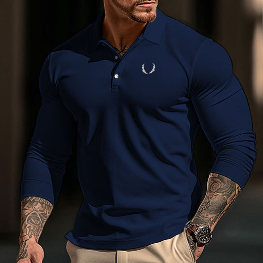 Men's sporty long sleeve polo shirt with breathable material and elegant collar Skorter