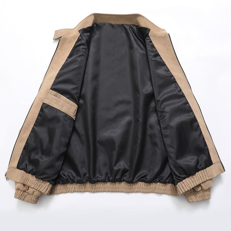 Men's stylish faux leather jacket in a modern design with elastic cuffs Skorter