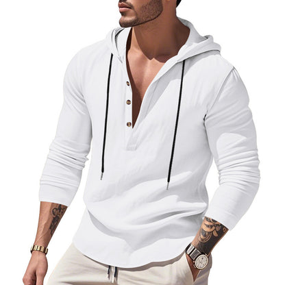 Men's stylish hooded shirt with button placket and casual fit Skorter