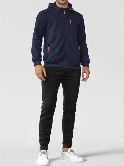 Men's Sporty Sweat Jacket and Jogging Pants Set with Functional Pockets Skorter