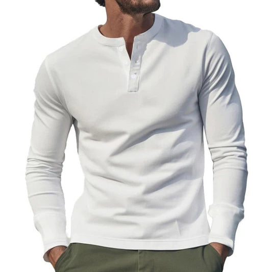 Men's Long Sleeve Shirt with Button Placket made of Comfortable Cotton Blend Skorter