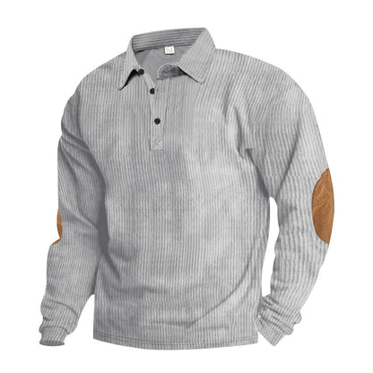 Men's Long Sleeve Shirt with Textured Surface and Trendy Leather Applications Skorter